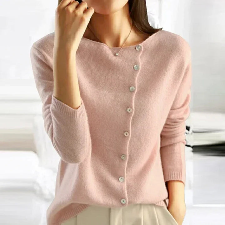Cardigan en maille à boutonnage asymétrique et encolure dégagée