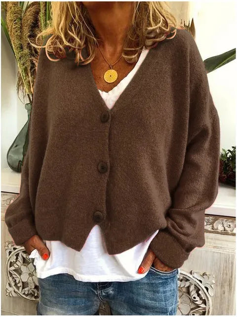 Cardigan coupe ample en maille avec col V et boutonnage devant