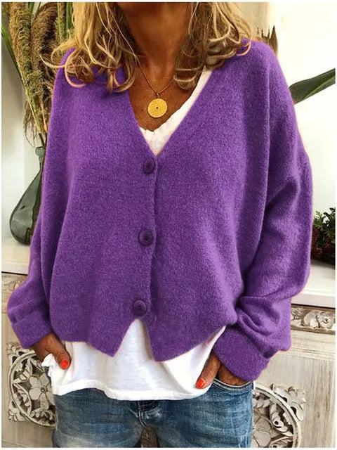 Cardigan coupe ample en maille avec col V et boutonnage devant