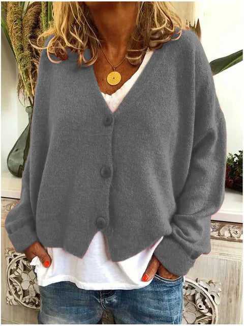 Cardigan coupe ample en maille avec col V et boutonnage devant