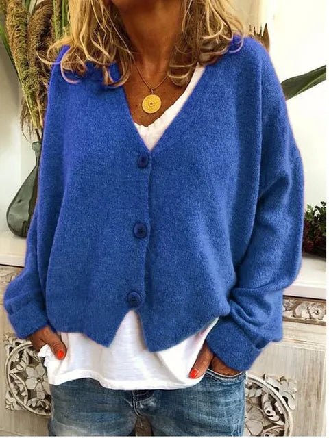 Cardigan coupe ample en maille avec col V et boutonnage devant
