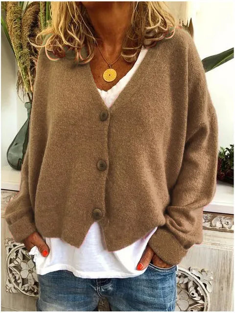 Cardigan coupe ample en maille avec col V et boutonnage devant