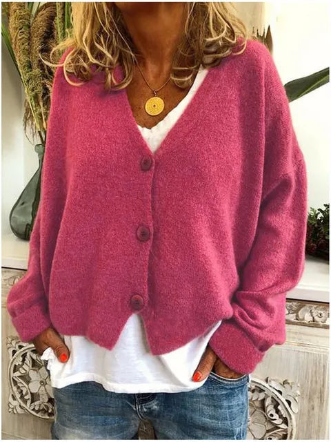 Cardigan coupe ample en maille avec col V et boutonnage devant