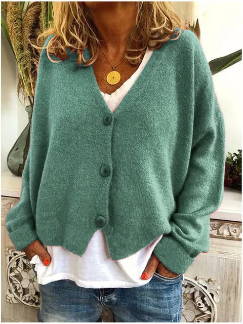 Cardigan coupe ample en maille avec col V et boutonnage devant