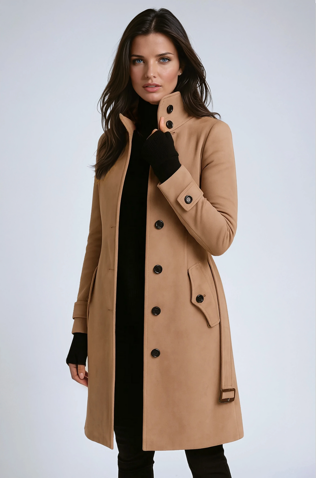 Trench femme col montant cintré