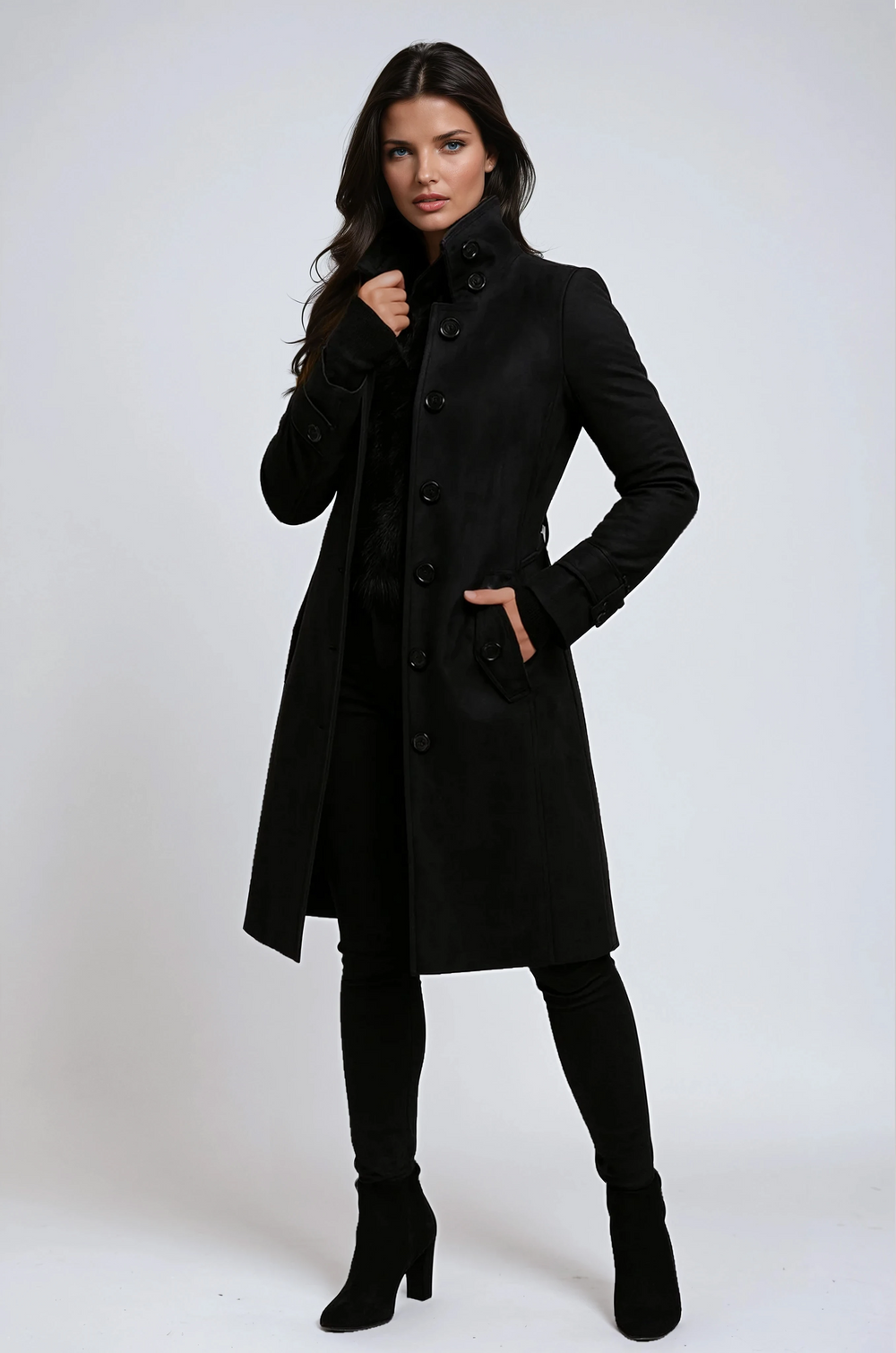 Trench femme col montant cintré