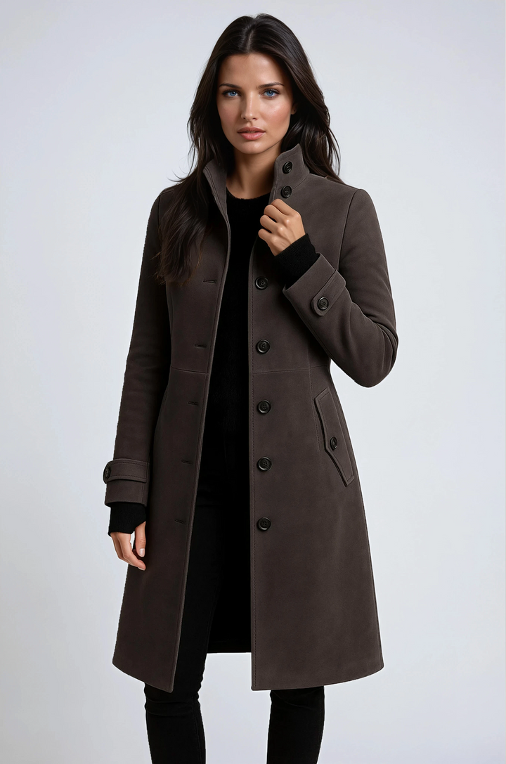 Trench femme col montant cintré