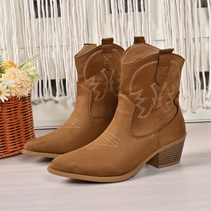 Bottes cowboy brodées tige courte femme