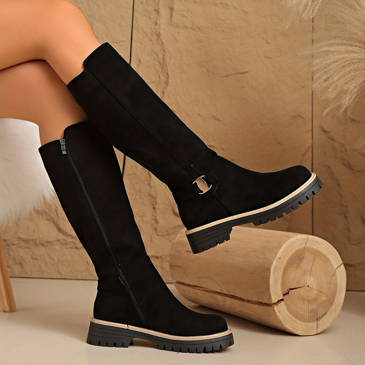 Bottes hautes aspect daim femme
