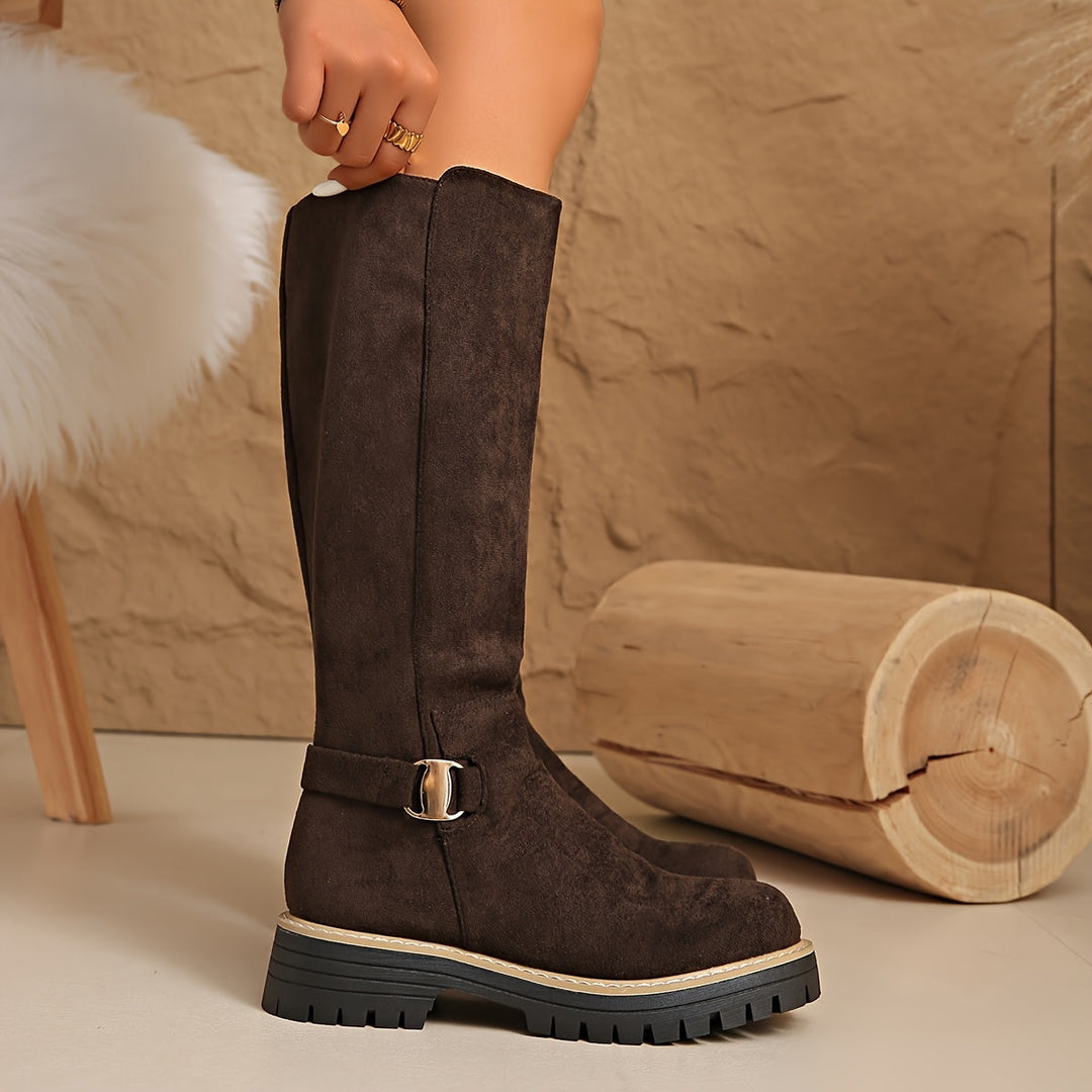 Bottes hautes aspect daim femme