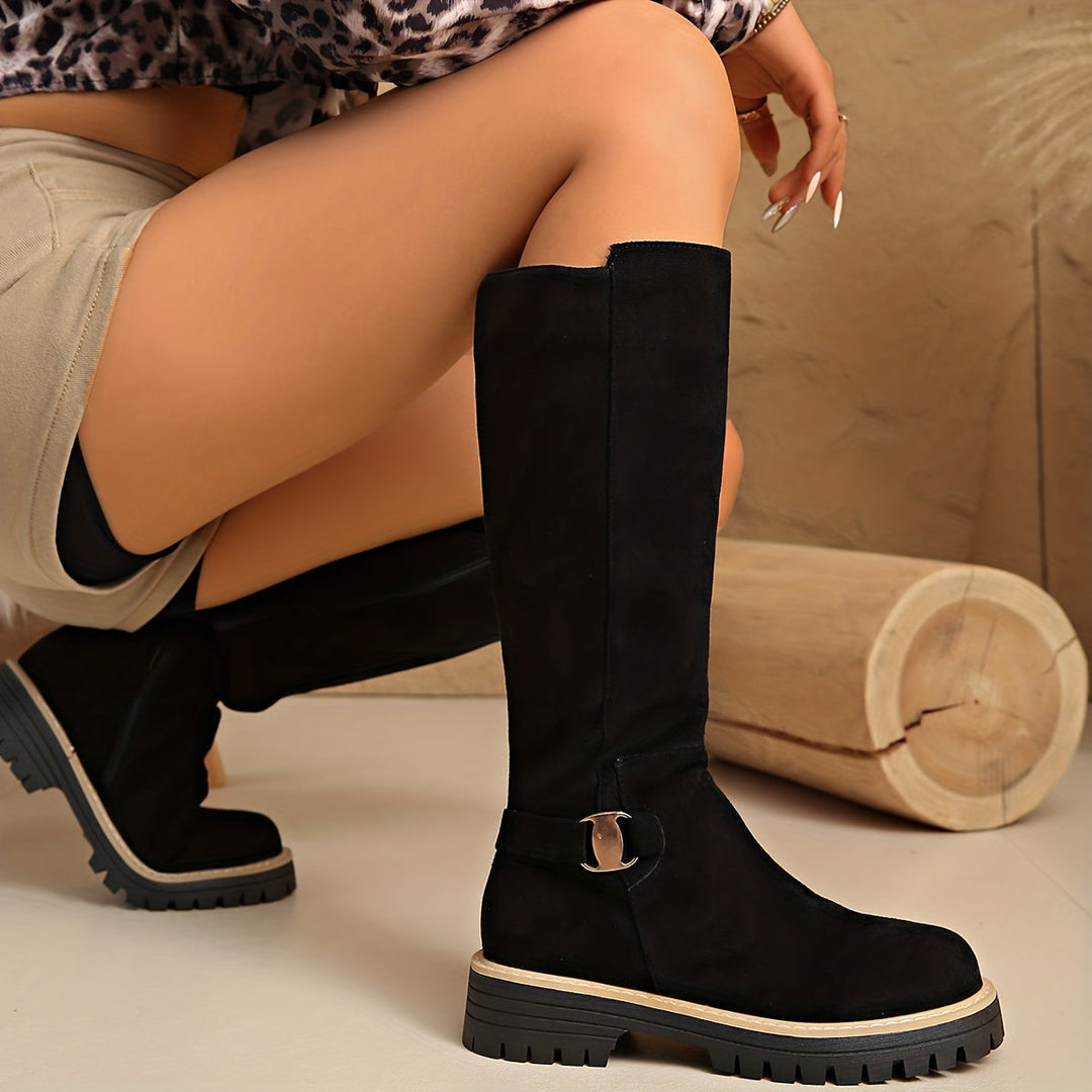 Bottes hautes aspect daim femme