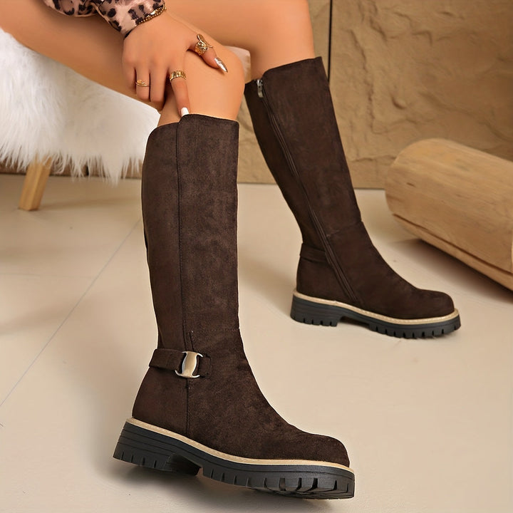 Bottes hautes aspect daim femme