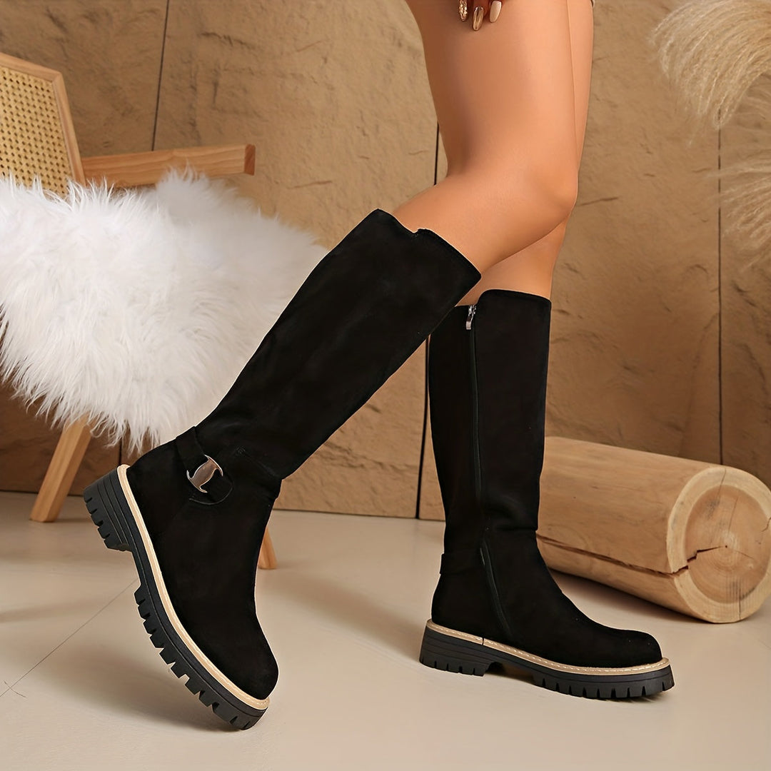 Bottes hautes aspect daim femme