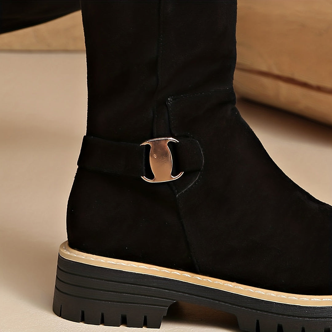 Bottes hautes aspect daim femme