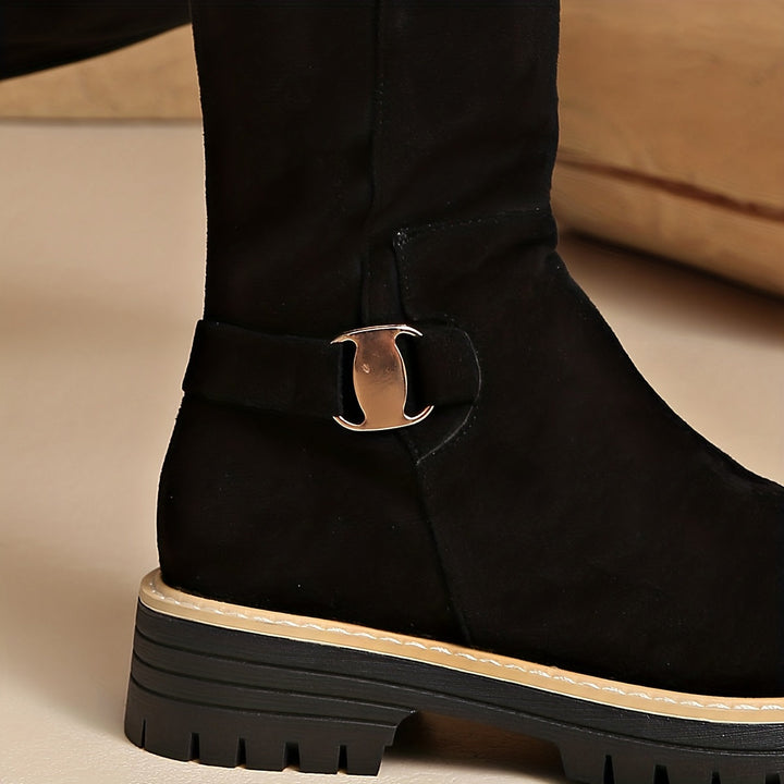 Bottes hautes aspect daim femme
