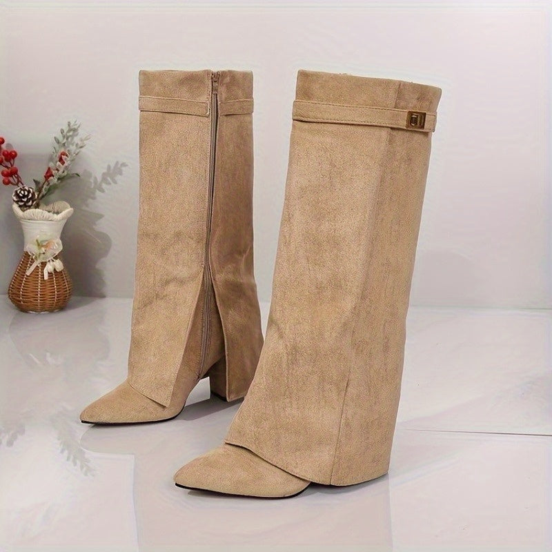 Bottes hautes abricot femme