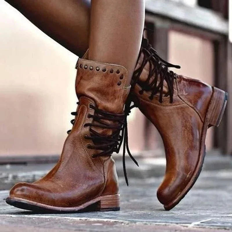Venetia | Women's Lace-Up Ankle Boot with Western Detail