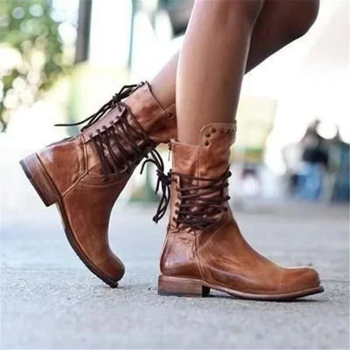 Venetia | Women's Lace-Up Ankle Boot with Western Detail