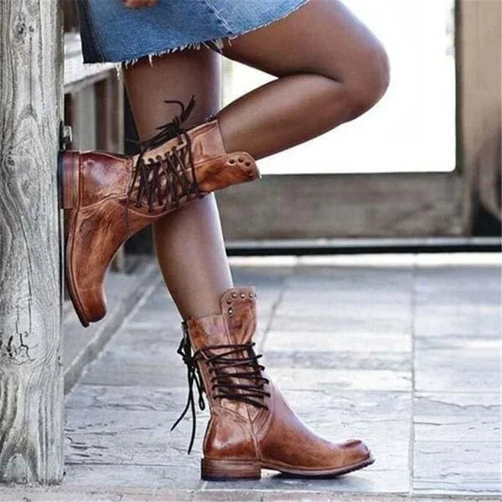 Venetia | Women's Lace-Up Ankle Boot with Western Detail