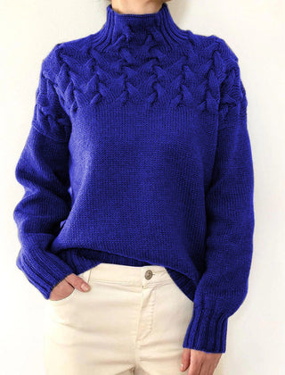 Pull col roulé bleu ciel femme