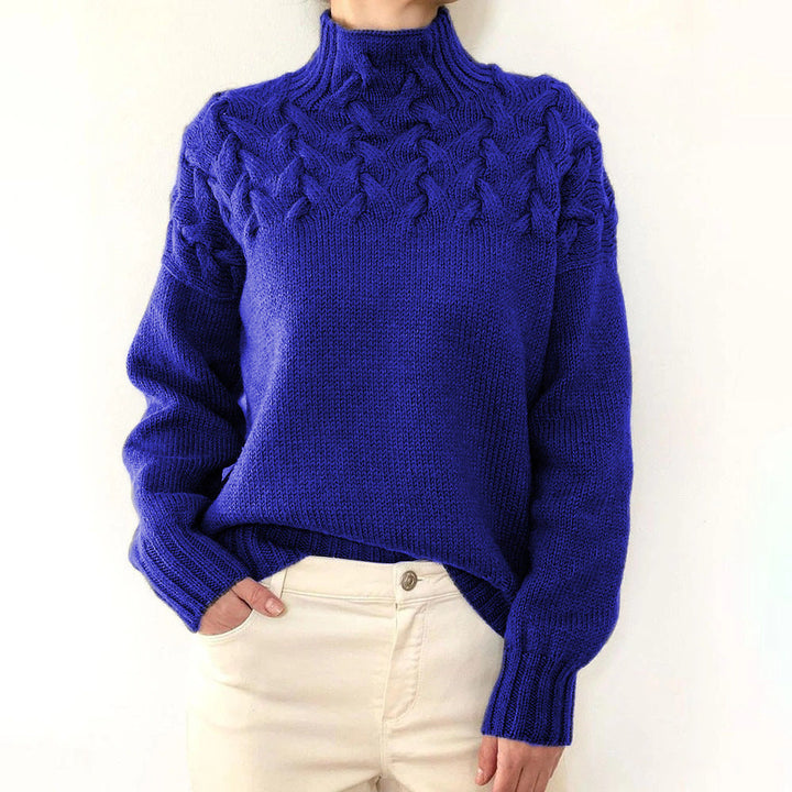 Pull Femme Col Roulé Manches Longues Coupe Décontractée