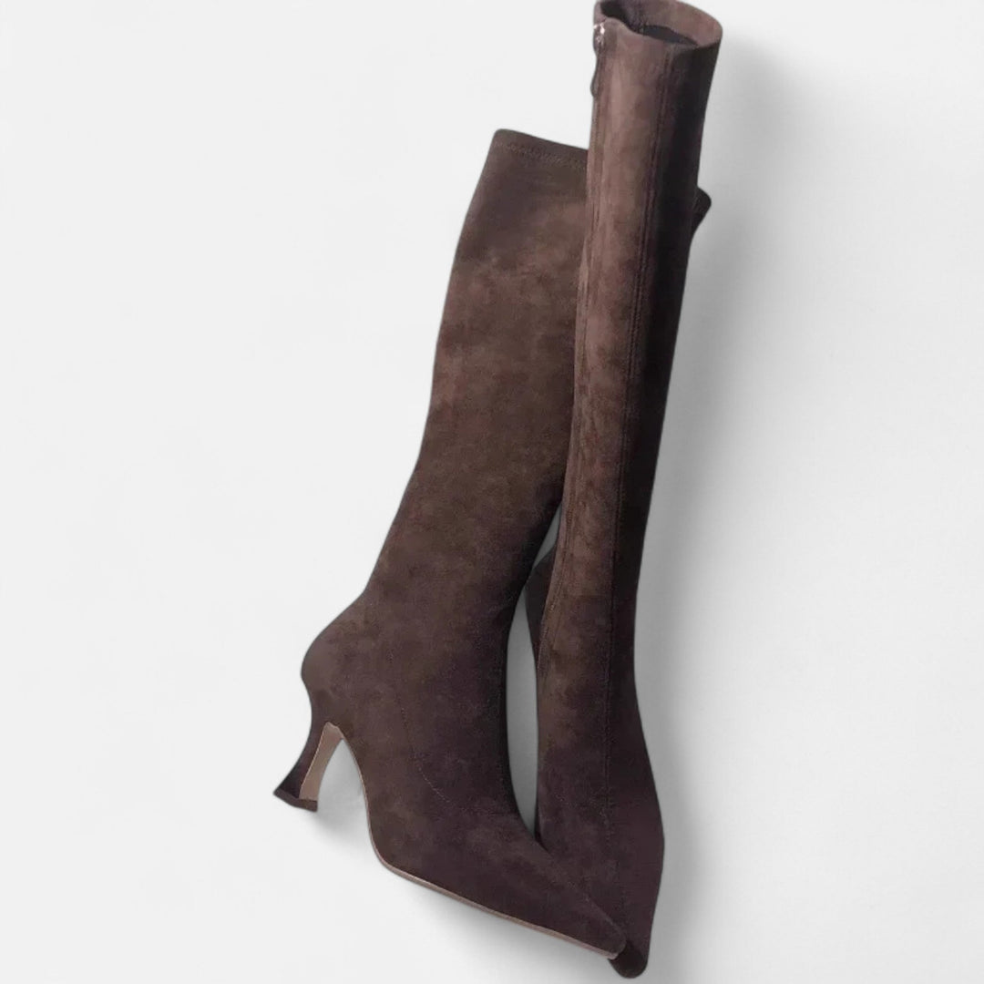 Cuissardes effet daim marron femme