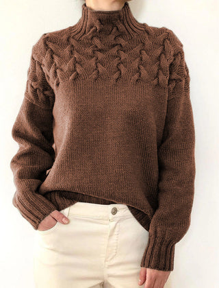 Pull col roulé manches longues femme