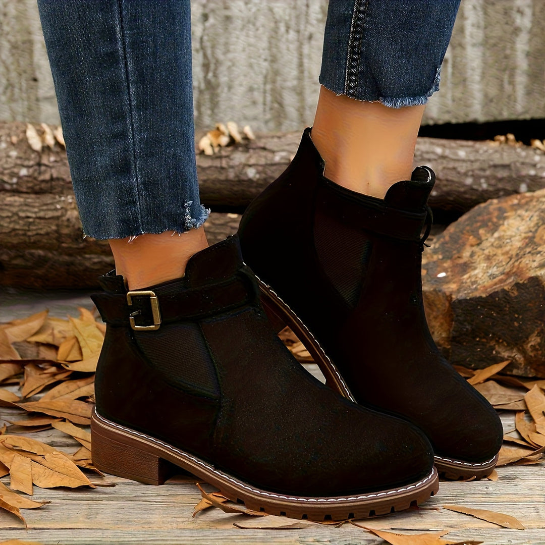 Bottines femme à boucle, talon bloc