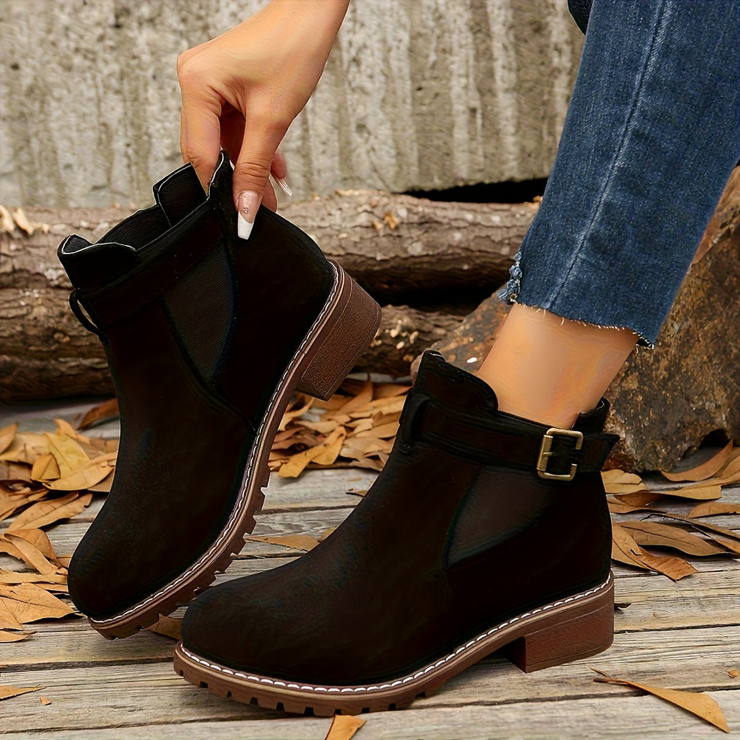 Bottines à boucle noires femme