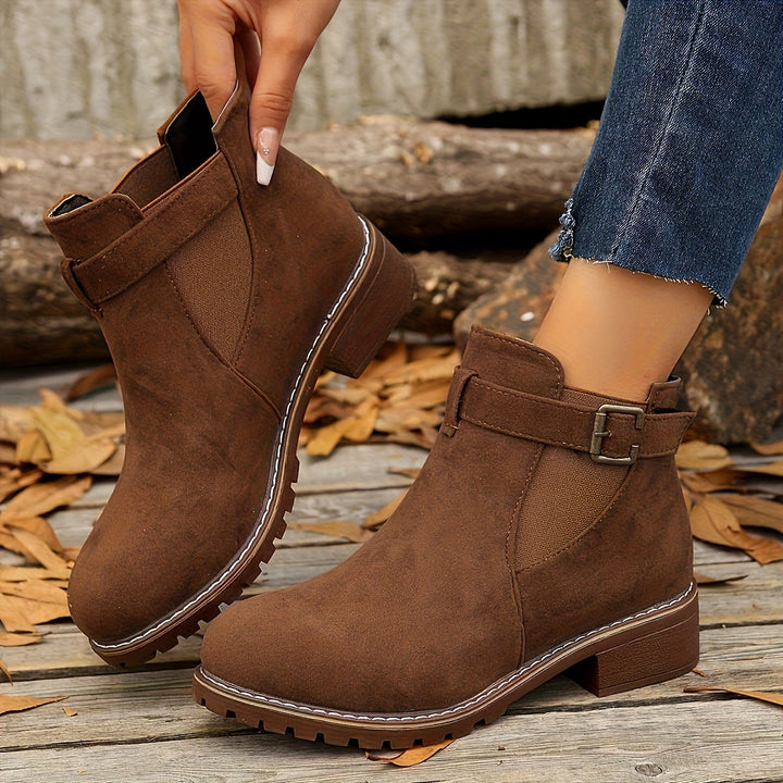 Bottines à boucle talon bloc femme