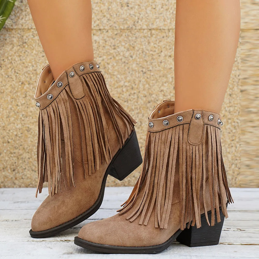 Bottes cowboy à franges femme