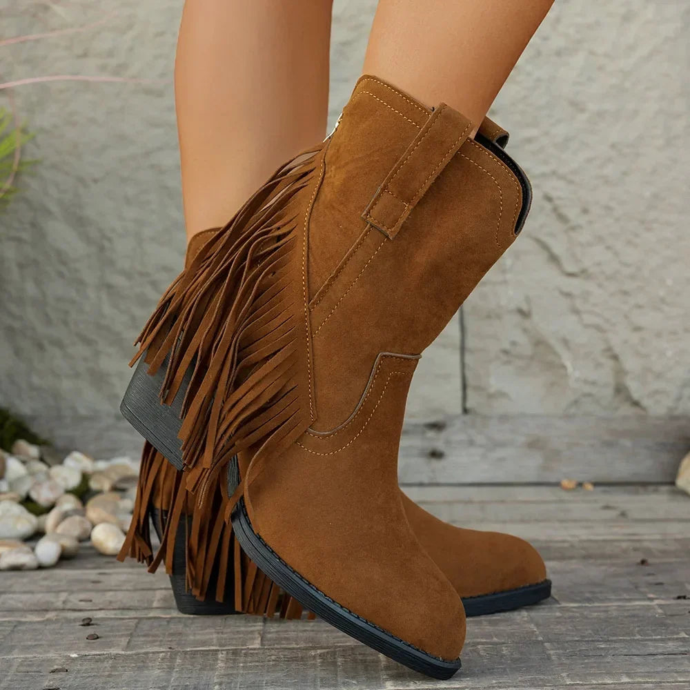 Bottes cowboy à franges femme