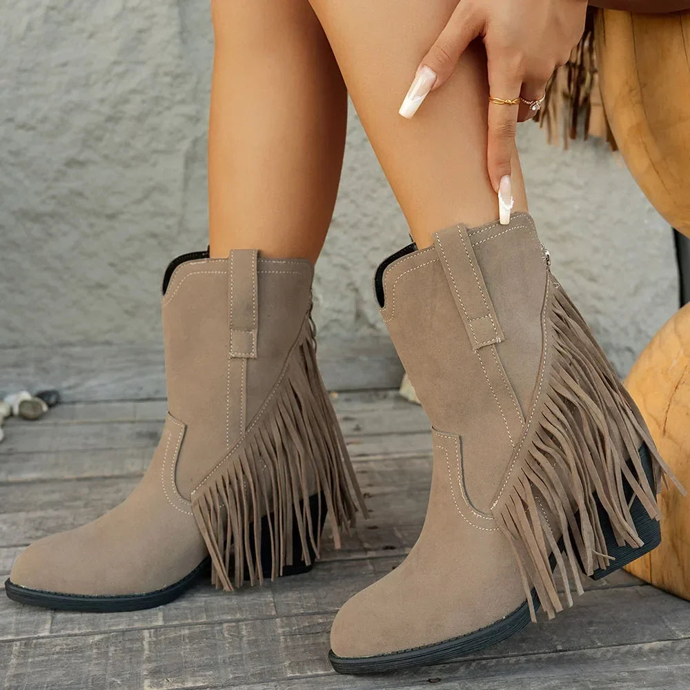 Bottes cowboy à franges femme