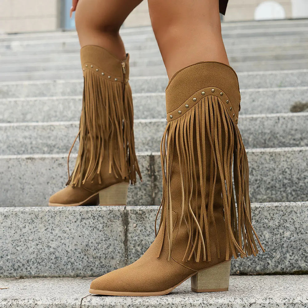 Bottes cowboy à franges femme