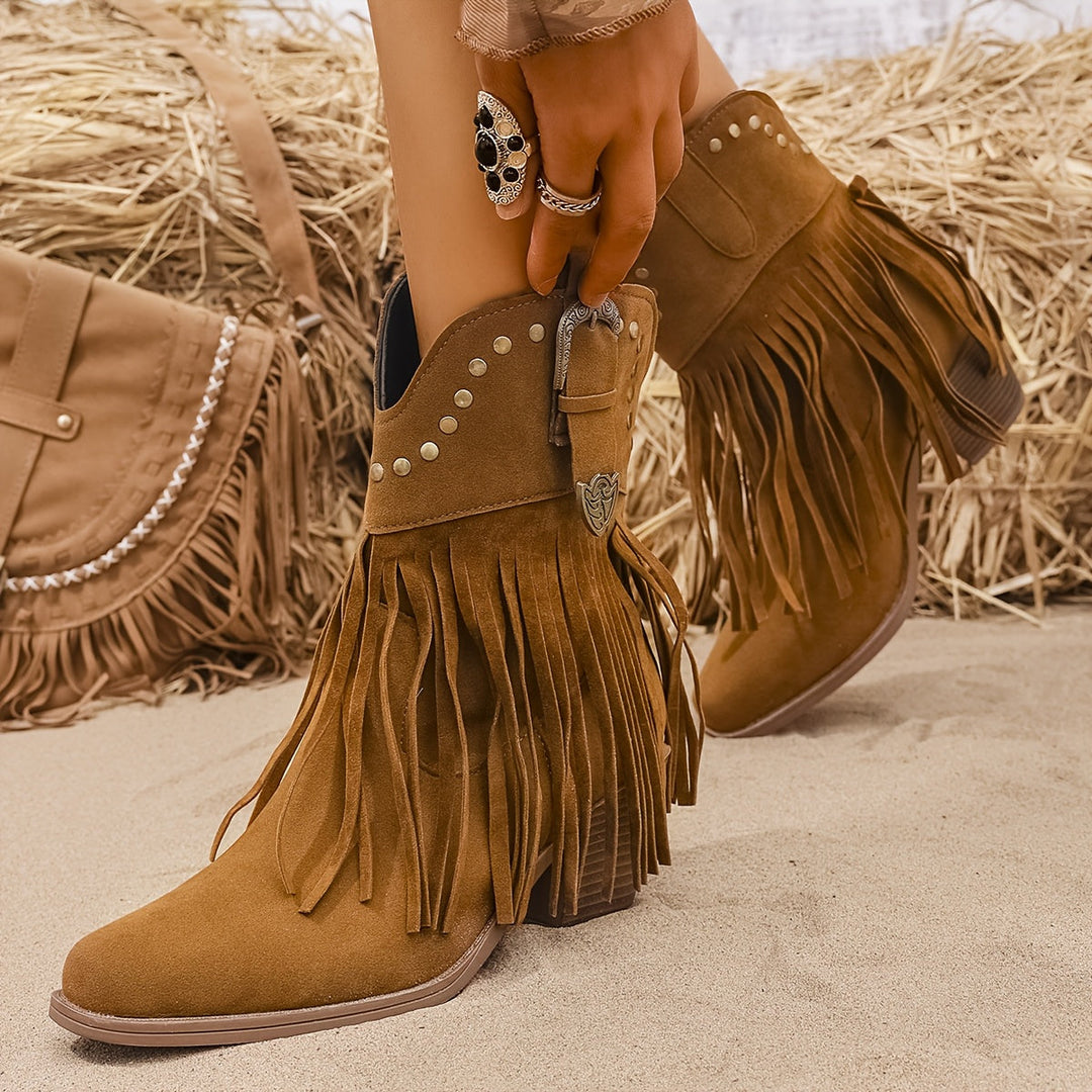 Bottines cowboy à franges femme