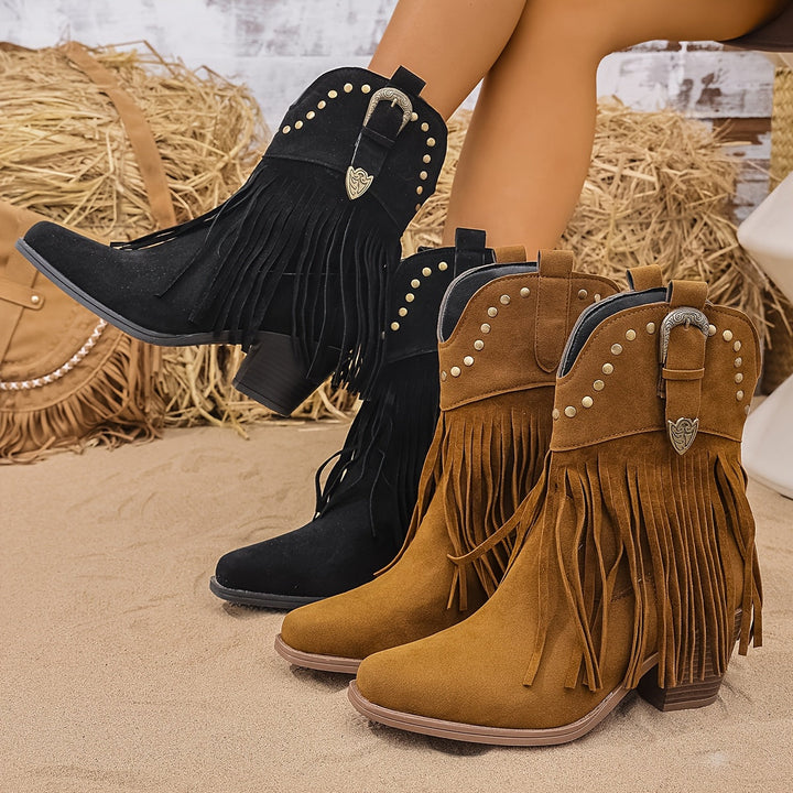 Bottines cowboy à franges femme