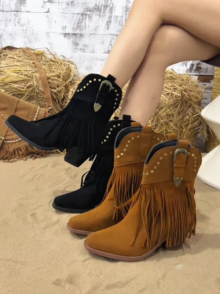 Bottines cowboy à franges femme