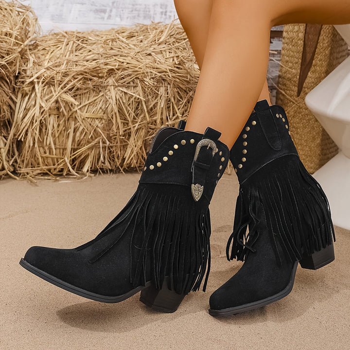 Bottines cowboy à franges femme