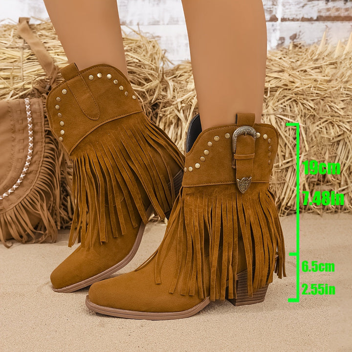 Bottines cowboy à franges femme