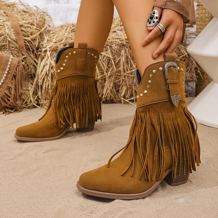 Bottines cowboy à franges femme