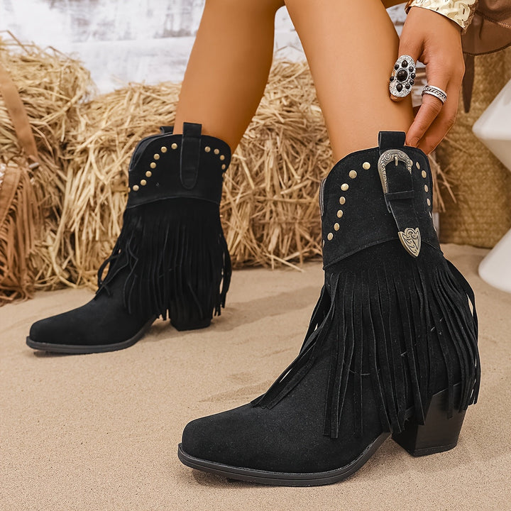 Bottines cowboy à franges femme