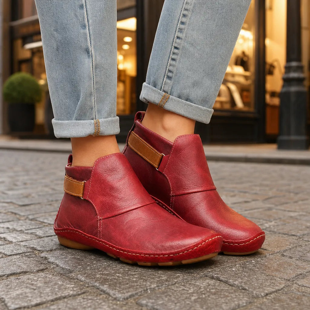 Bottines rouge femme
