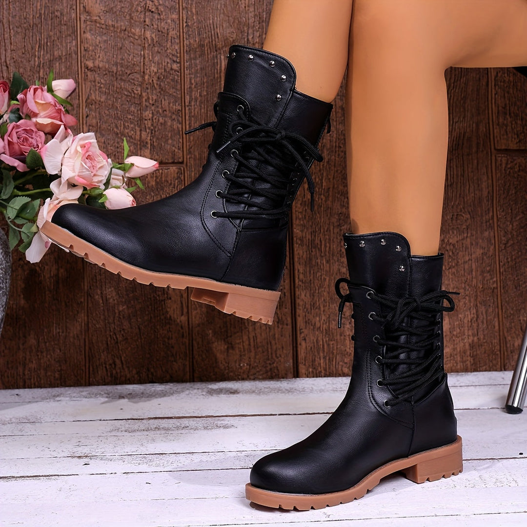 Bottines rangers à lacets femme