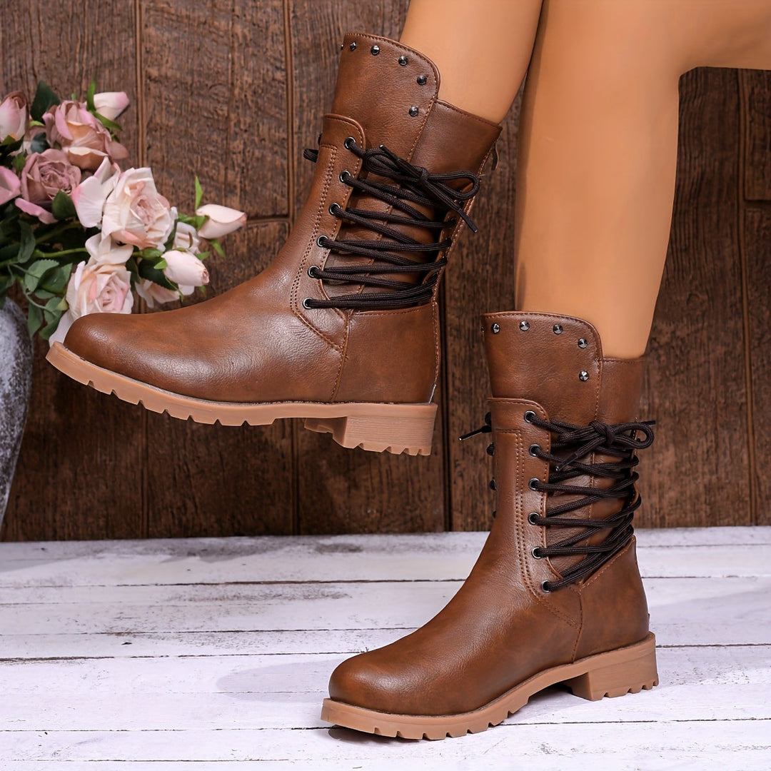 Bottines rangers à lacets femme