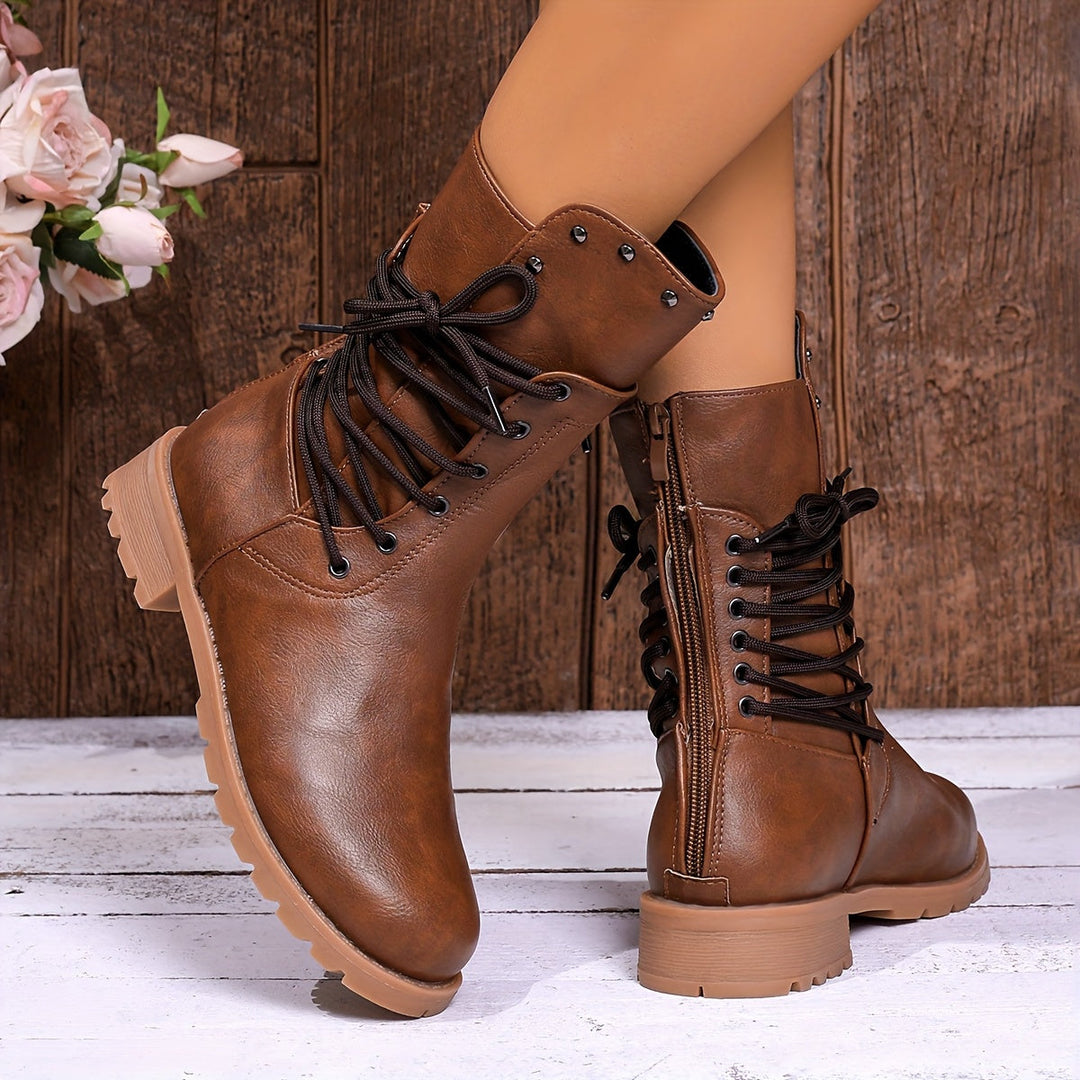 Bottines rangers à lacets femme