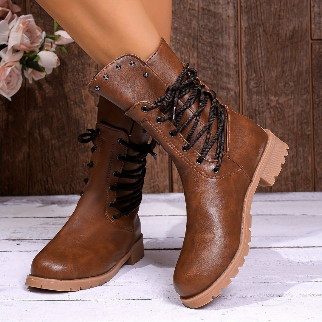 Bottines rangers à lacets femme