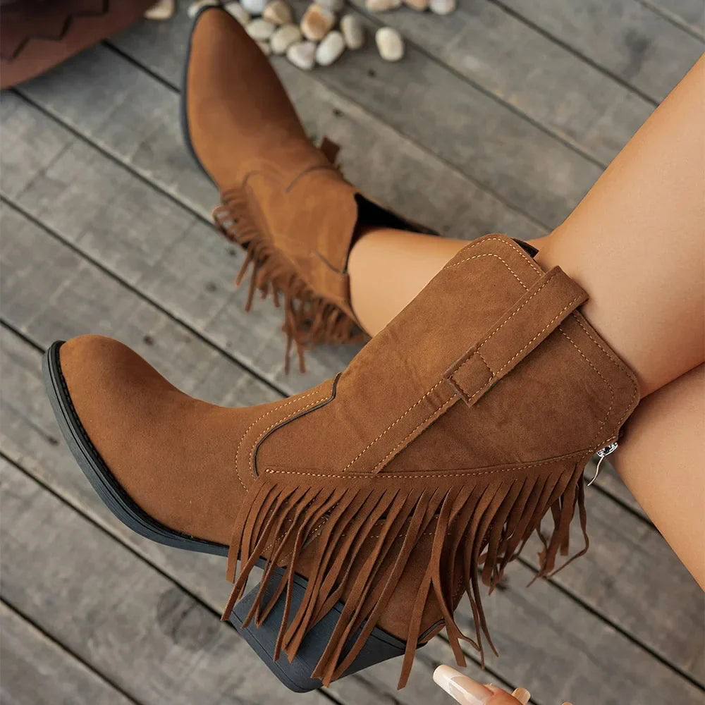 Bottes cowboy à franges femme