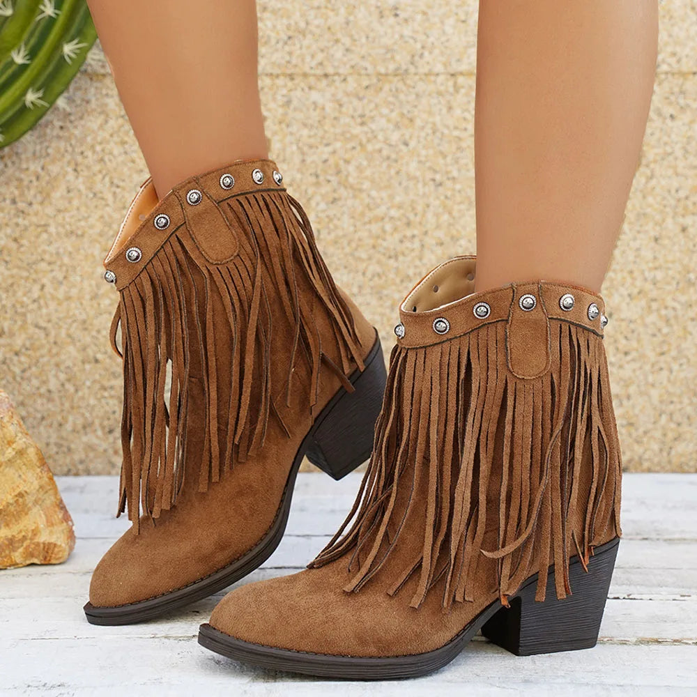 Bottes cowboy à franges femme
