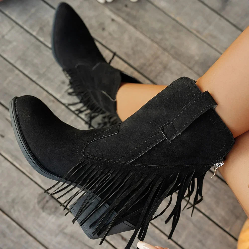 Bottes cowboy à franges femme