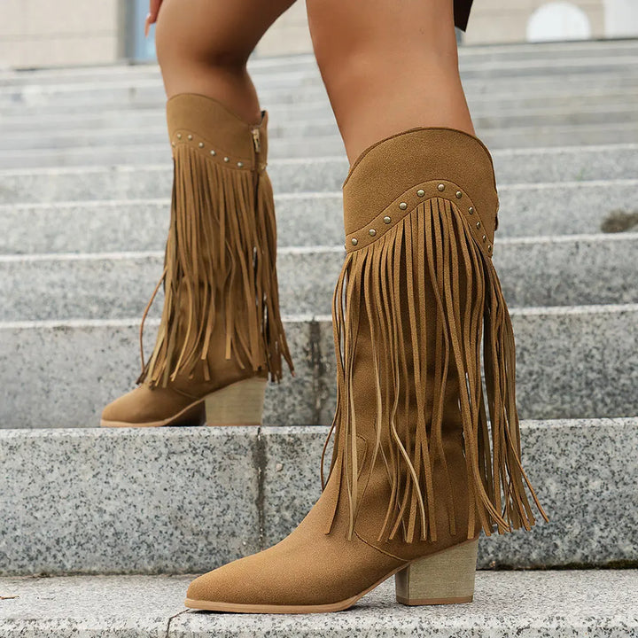 Bottes cowboy à franges femme